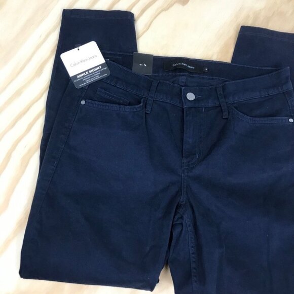 Calvin Klein Jeans Navy Bleu Straight Leg Cropped Ankle women Size 8 D31 - Picture 8 of 14